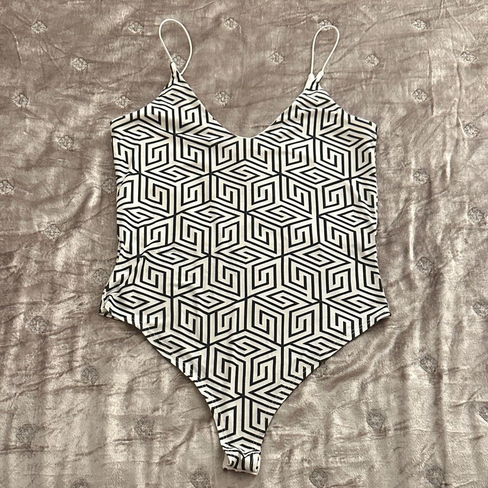 Geometric Black and White Bodysuit